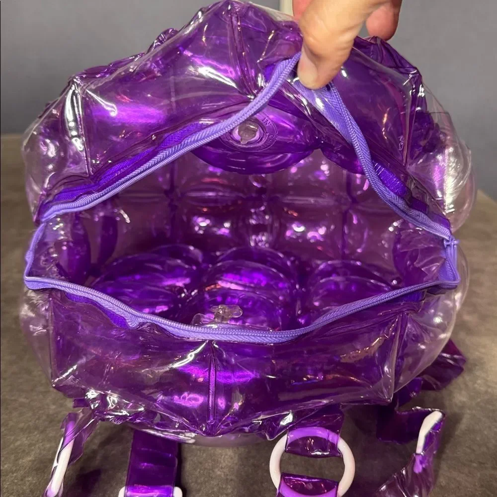 Purple Inflatable Bubble Backpack Zipper Closure One Size NEW